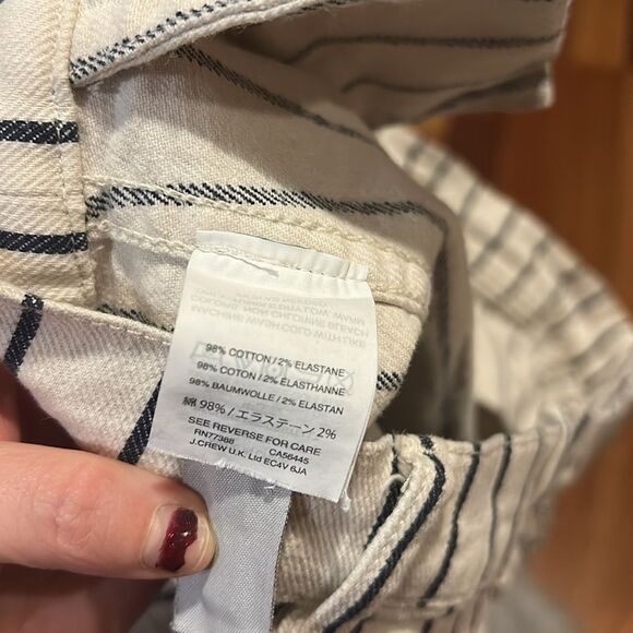 Madewell women’s navy blue and cream stripped cotton jean shorts size 30 - Picture 4 of 5